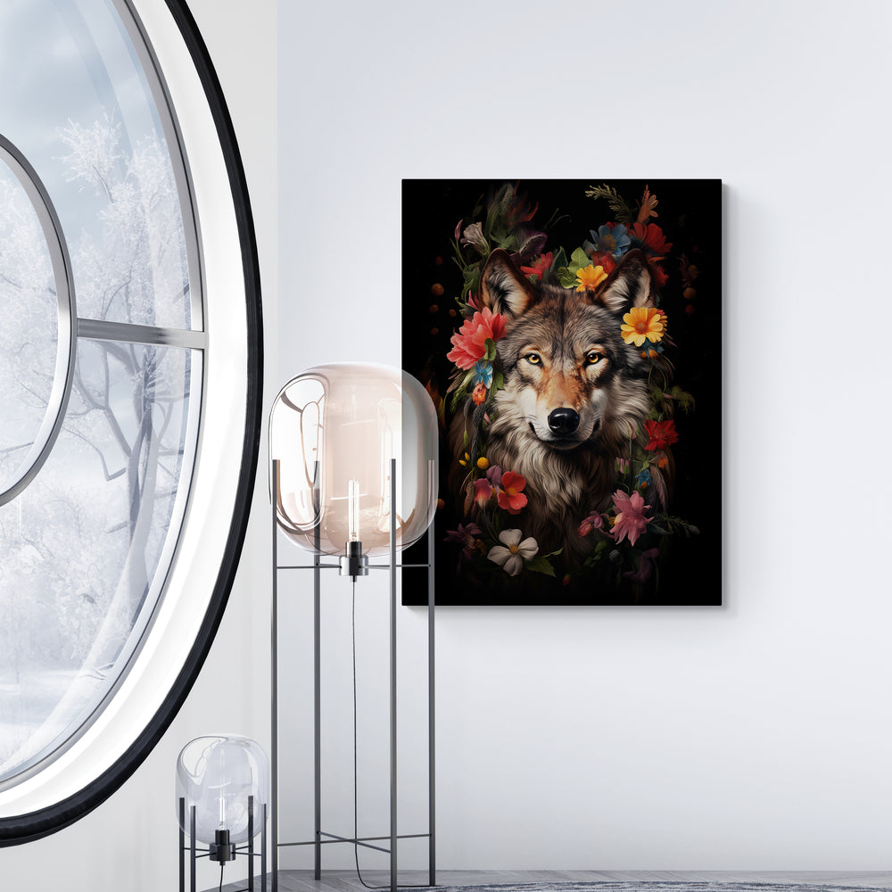 Discover Shop Botanical Wolf Wall Art, Wolf Animal Flower Botanical Wall Art, WOLF FLOWER by Original Greattness™ Canvas Wall Art Print