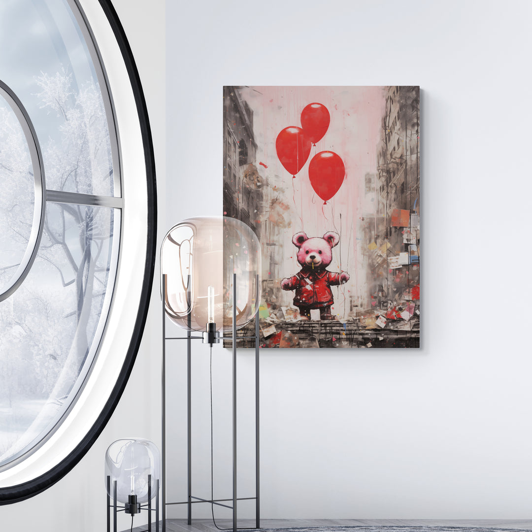 Discover Banksy Canvas Wall Art, Banksy Street Teddy Ballon Art Painting, BANKSY TEDDY BALLON by Original Greattness™ Canvas Wall Art Print