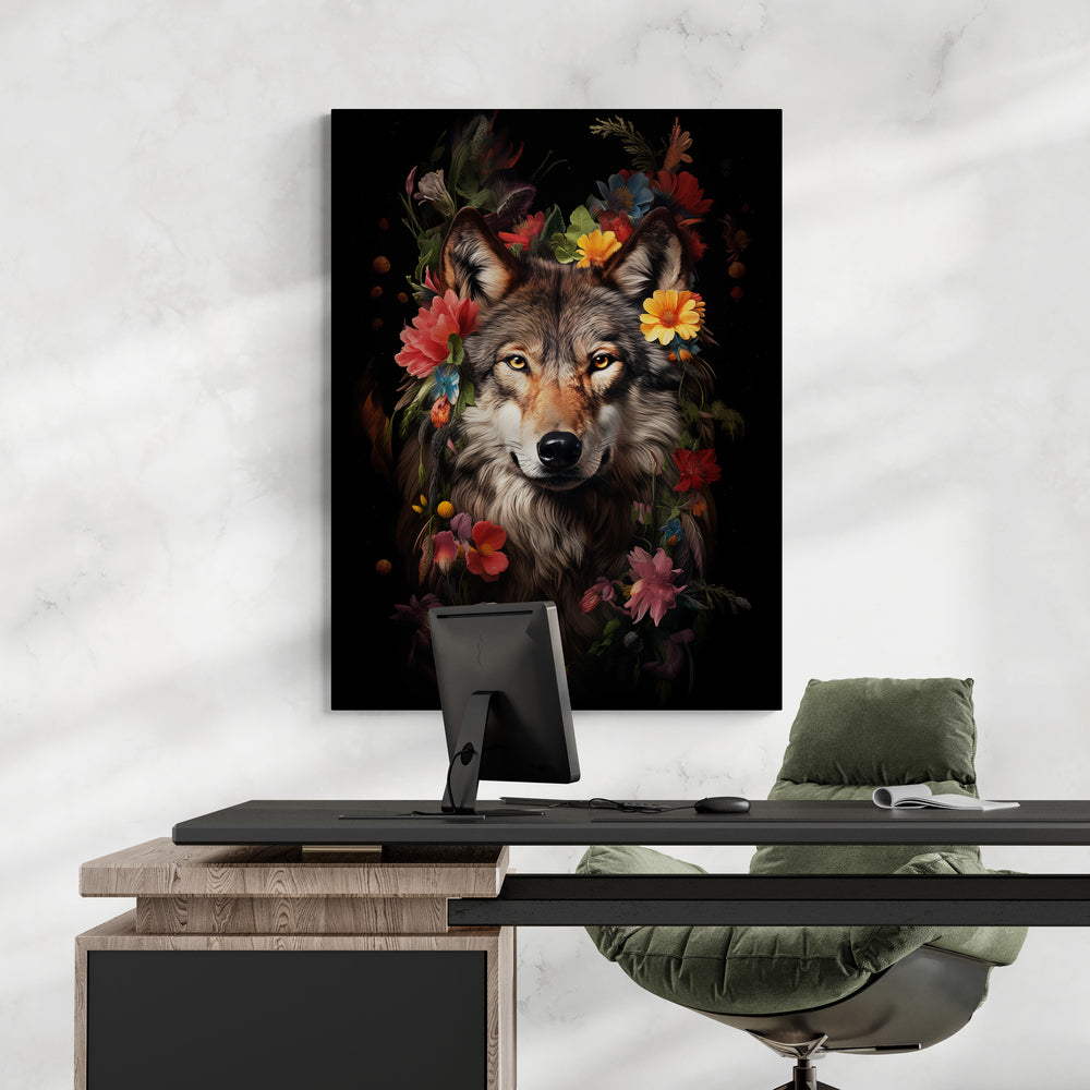 Discover Shop Botanical Wolf Wall Art, Wolf Animal Flower Botanical Wall Art, WOLF FLOWER by Original Greattness™ Canvas Wall Art Print