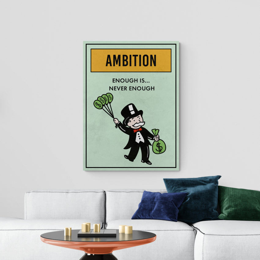 Discover Monopoly Card Wall Art, Motivational Monopoly Properties Card Canvas Art, MONOPOLY PROPERTY - AMBITION by Original Greattness™ Canvas Wall Art Print