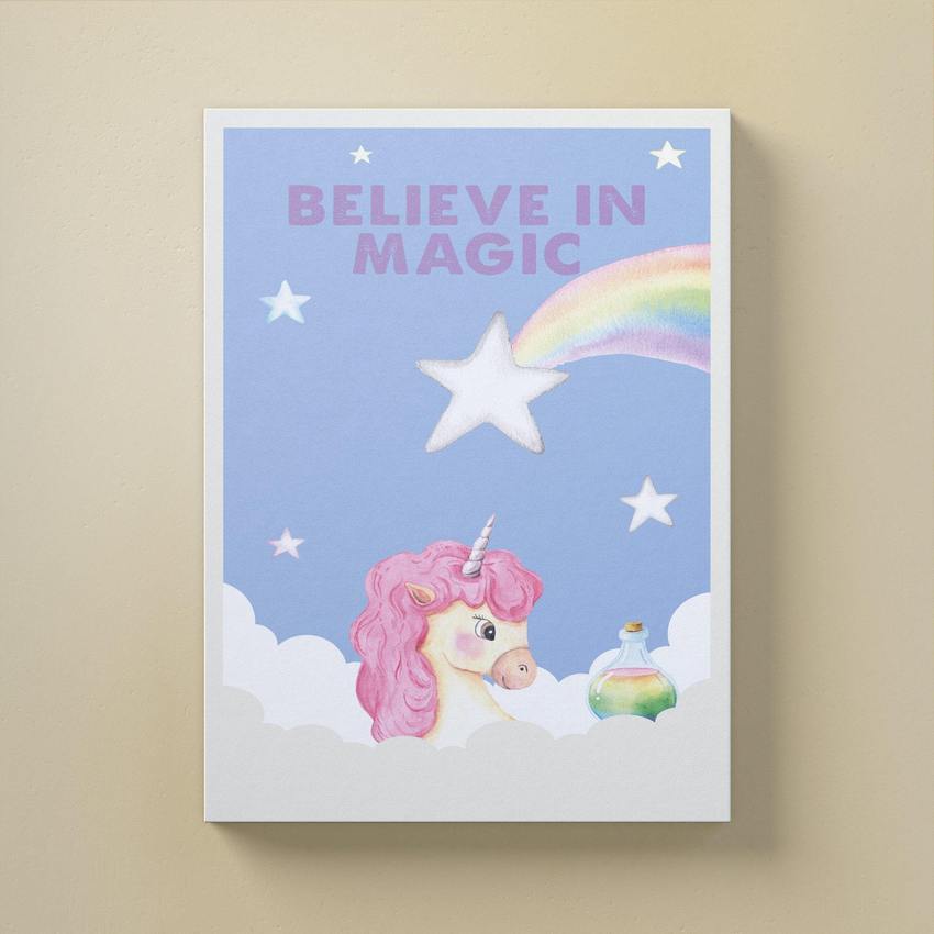 Discover Kids Canvas Wall Art, Believe in Magic Kids Canvas Art | Motivational Kids Wall Art , BELIEVE IN MAGIC by Original Greattness™ Canvas Wall Art Print