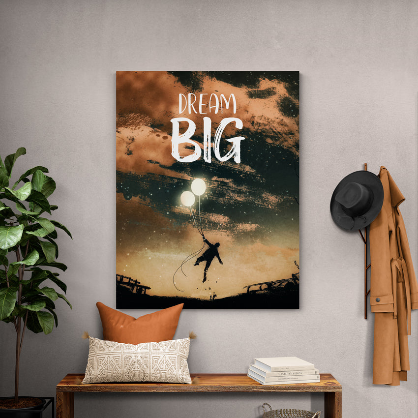 Discover Astronaut Canvas Wall Art, Dream Big Balloon - Motivational Modern Canvas Art , Dream Big Balloon by Original Greattness™ Canvas Wall Art Print