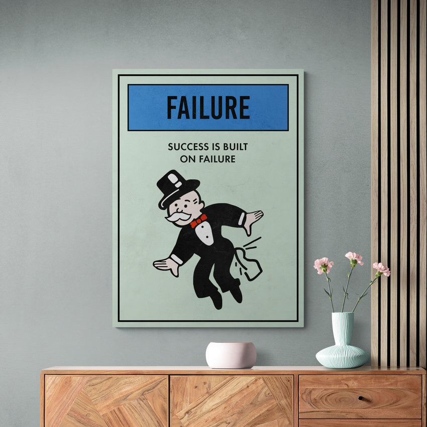 Discover Shop Monopoly Card Wall Art, Motivational Monopoly Properties Card, Failure Canvas Art, MONOPOLY PROPERTY - FAILURE by Original Greattness™ Canvas Wall Art Print