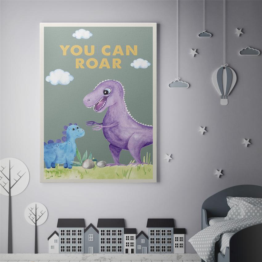 Discover Shop Kids Canvas Art, You can Roar Children Room Canvas Wall Art, YOU CAN ROAR by Original Greattness™ Canvas Wall Art Print