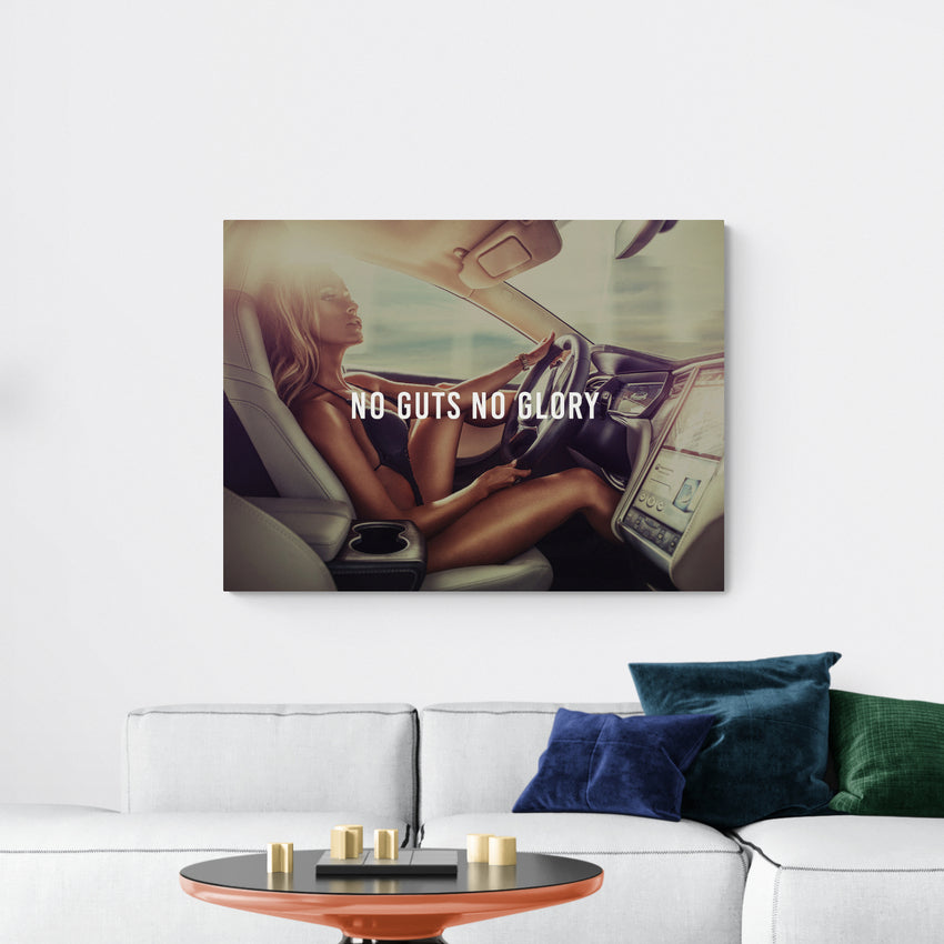 Discover Women Canvas Wall Art, No Guts No Glory, Sexy Women in Tesla Canvas Art, Guts Glory by Original Greattness™ Canvas Wall Art Print