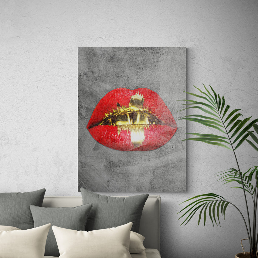 Discover Shop Lips Canvas Art, Gold Red Lips Fashion Canvas Wall Art, Gold Red Lips by Original Greattness™ Canvas Wall Art Print