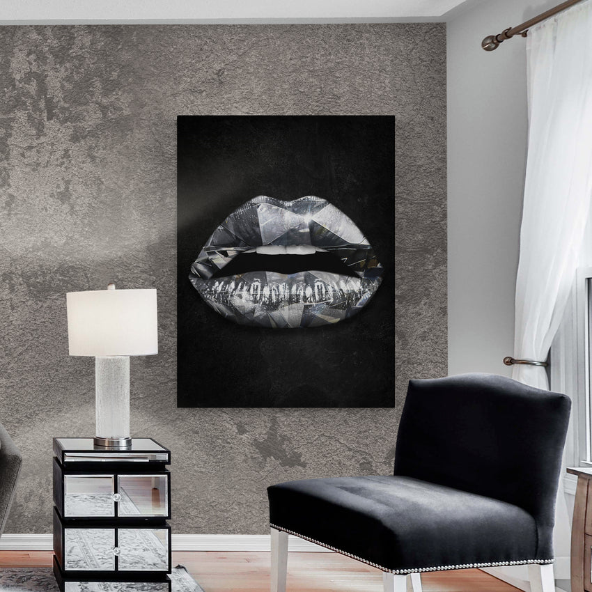 Discover Shop Lips Women Canvas Art, Diamond Lips Canvas Art | Luxury Lips Artwork, DIAMOND LIPS by Original Greattness™ Canvas Wall Art Print