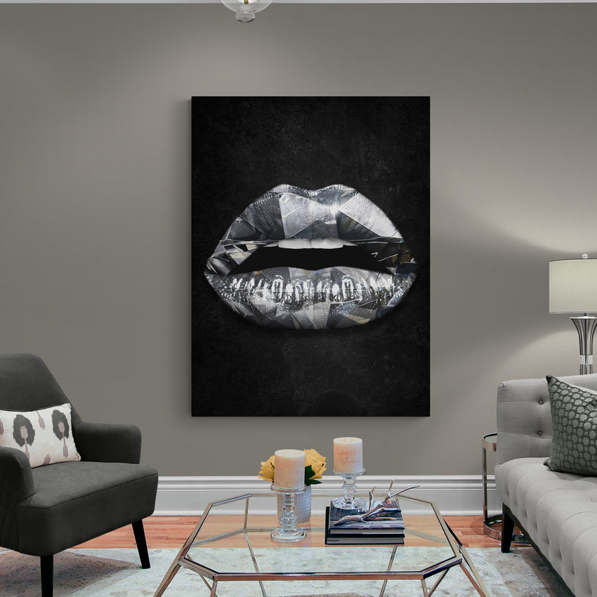 Discover Shop Lips Women Canvas Art, Diamond Lips Canvas Art | Luxury Lips Artwork, DIAMOND LIPS by Original Greattness™ Canvas Wall Art Print