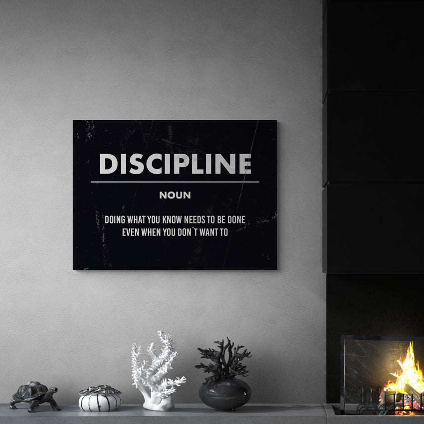 Discover Motivational Workspace Canvas Art, Discipline Canvas | Definition Artwork for Home & Office, DISCIPLINE by Original Greattness™ Canvas Wall Art Print