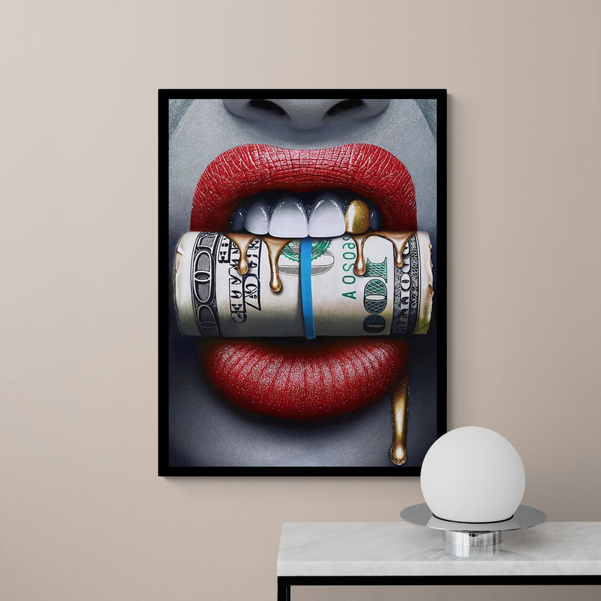 Discover Shop Money Wall Art, Dollar Bundle Mouth | Money Lips Art, DOLLAR BUNDLE MOUTH by Original Greattness™ Canvas Wall Art Print