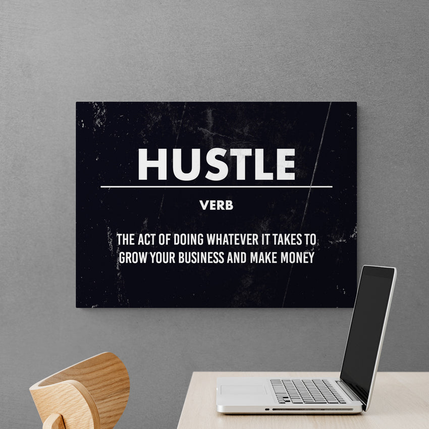 Discover Motivational Hustle Canvas Art, Motivational Definition Hustle Canvas Wall Art, HUSTLE by Original Greattness™ Canvas Wall Art Print