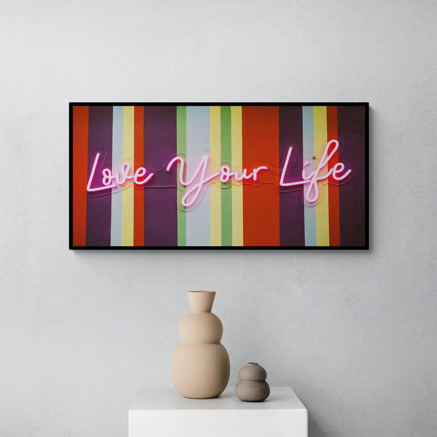 Discover Greattness Original, Love Your Life, Modern Neon Light Colorful Decor for Home, LOVE YOUR LIFE CANVAS by Original Greattness™ Canvas Wall Art Print