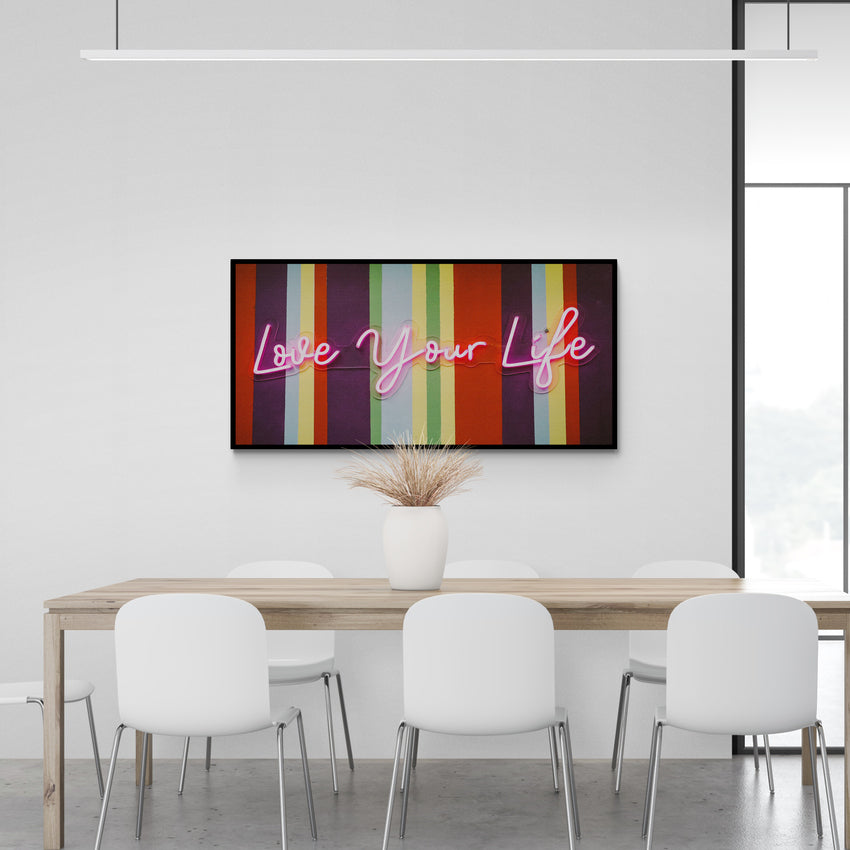 Discover Greattness Original, Love Your Life, Modern Neon Light Colorful Decor for Home, LOVE YOUR LIFE CANVAS by Original Greattness™ Canvas Wall Art Print