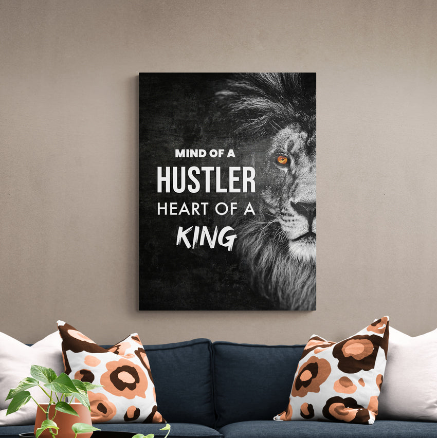 Discover Motivational Canvas Art, Mind of a Hustler Lion Black Motivational Canvas Art, MIND OF A HUSTLER by Original Greattness™ Canvas Wall Art Print