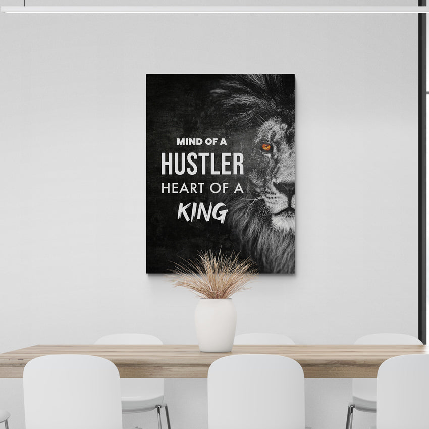 Discover Motivational Canvas Art, Mind of a Hustler Lion Black Motivational Canvas Art, MIND OF A HUSTLER by Original Greattness™ Canvas Wall Art Print