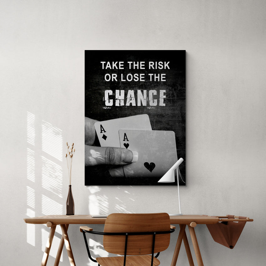 Discover Shop Game Room Canvas Art, Take the Risk, Motivational Play Room Quote Card Canvas Art, RISK OR LOSE CARD GAME by Original Greattness™ Canvas Wall Art Print