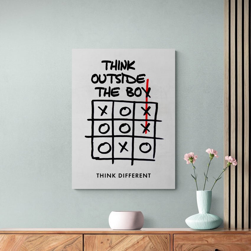 Discover Shop Mindset Wall Art, Think Outside the Box Motivational Canvas Wall Art Print , THINK OUTSIDE THE BOX by Original Greattness™ Canvas Wall Art Print