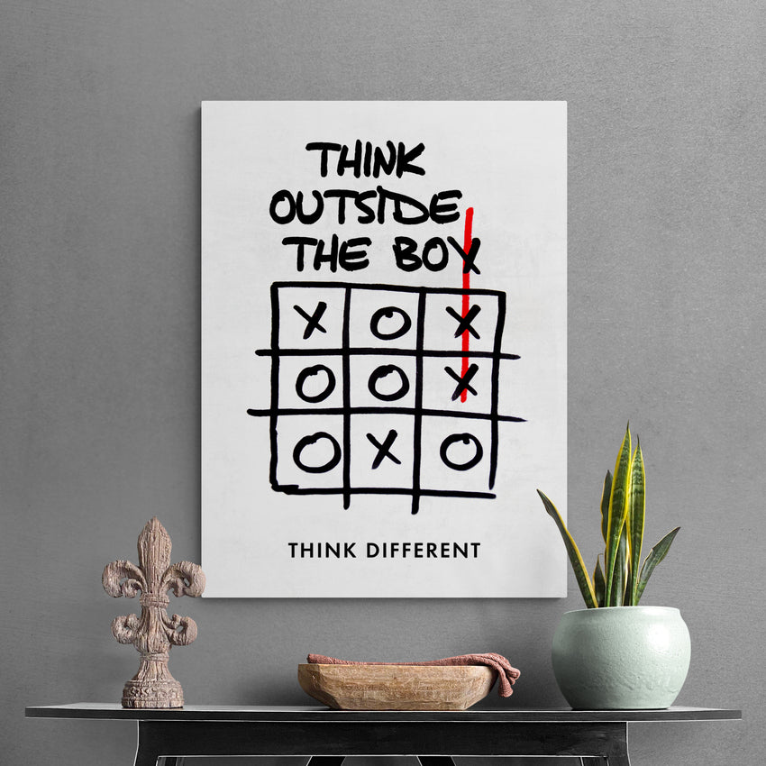 Discover Shop Mindset Wall Art, Think Outside the Box Motivational Canvas Wall Art Print , THINK OUTSIDE THE BOX by Original Greattness™ Canvas Wall Art Print