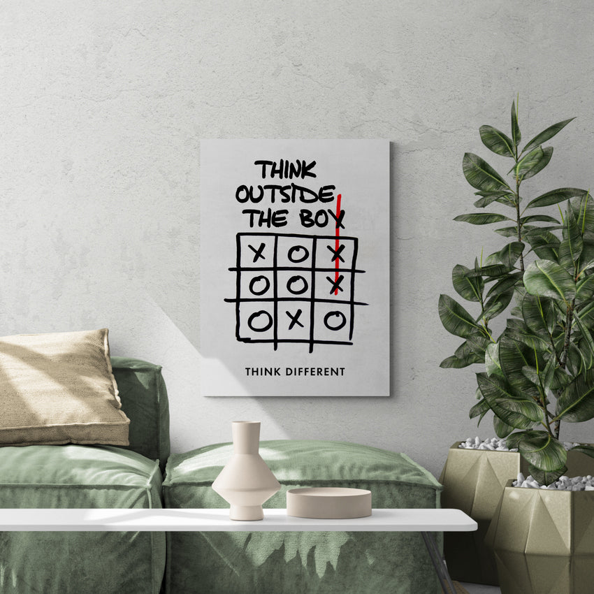 Discover Shop Mindset Wall Art, Think Outside the Box Motivational Canvas Wall Art Print , THINK OUTSIDE THE BOX by Original Greattness™ Canvas Wall Art Print