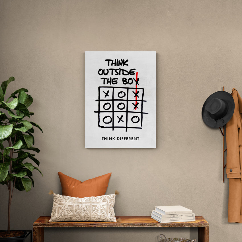 Discover Shop Mindset Wall Art, Think Outside the Box Motivational Canvas Wall Art Print , THINK OUTSIDE THE BOX by Original Greattness™ Canvas Wall Art Print