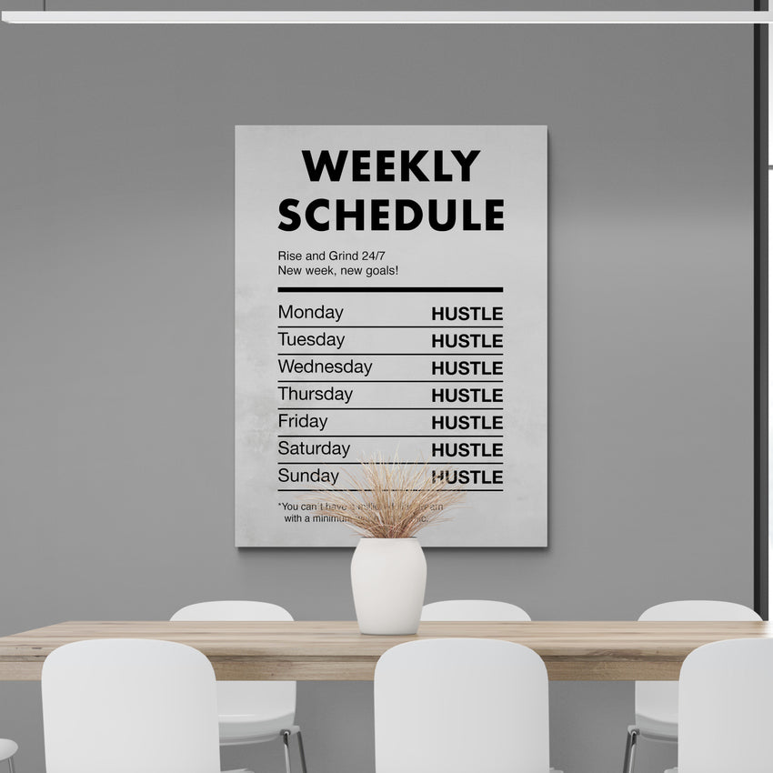 Discover Success Mindset Wall Art, Weekly Schedule Quote Motivational Canvas Art Prints, WEEKLY SCHEDULE by Original Greattness™ Canvas Wall Art Print