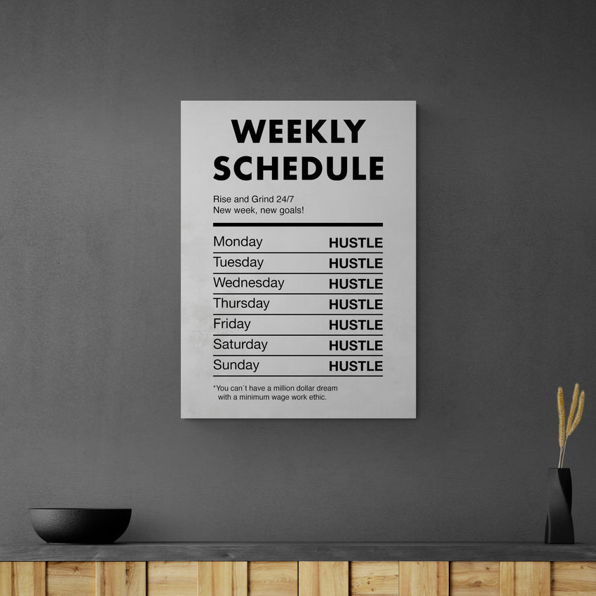 Discover Success Mindset Wall Art, Weekly Schedule Quote Motivational Canvas Art Prints, WEEKLY SCHEDULE by Original Greattness™ Canvas Wall Art Print