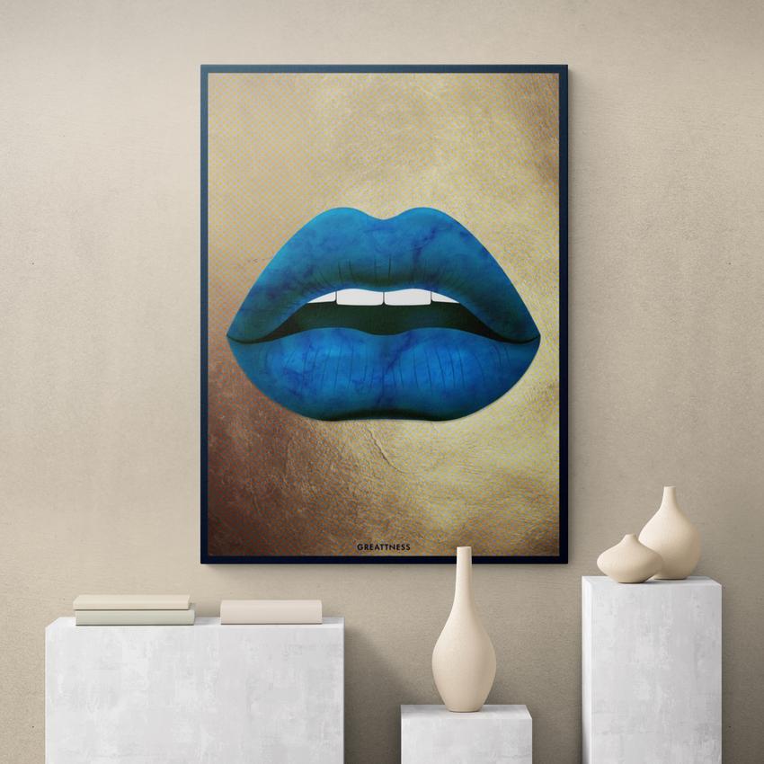 Discover Lips Gold Canvas Wall Art, Culture Lips Gold Canvas Art | Modern Lips Artwork, CULTURE LIPS by Original Greattness™ Canvas Wall Art Print