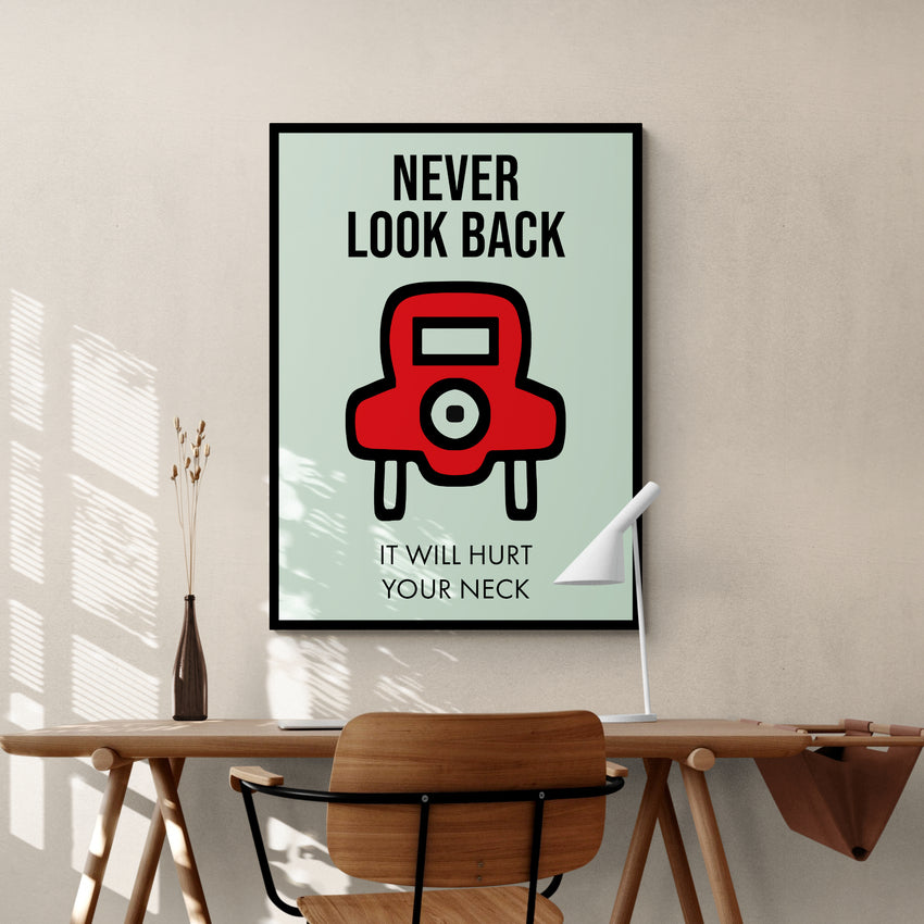 Discover Shop Monopoly Card Wall Art, Never Look Back, Broadway Monopoly Canvas Art , NEVER LOOK BACK by Original Greattness™ Canvas Wall Art Print