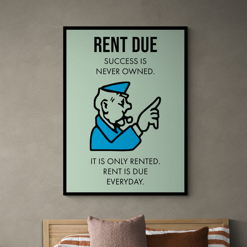 Discover Monopoly Property Canvas Art, Rent Due - Motivational Monopoly Properties Card Wall Art, Monopoly RENT DUE by Original Greattness™ Canvas Wall Art Print