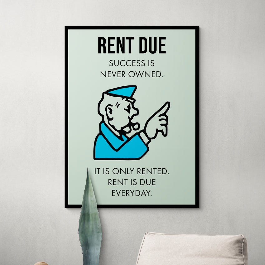 Discover Monopoly Property Canvas Art, Rent Due - Motivational Monopoly Properties Card Wall Art, Monopoly RENT DUE by Original Greattness™ Canvas Wall Art Print