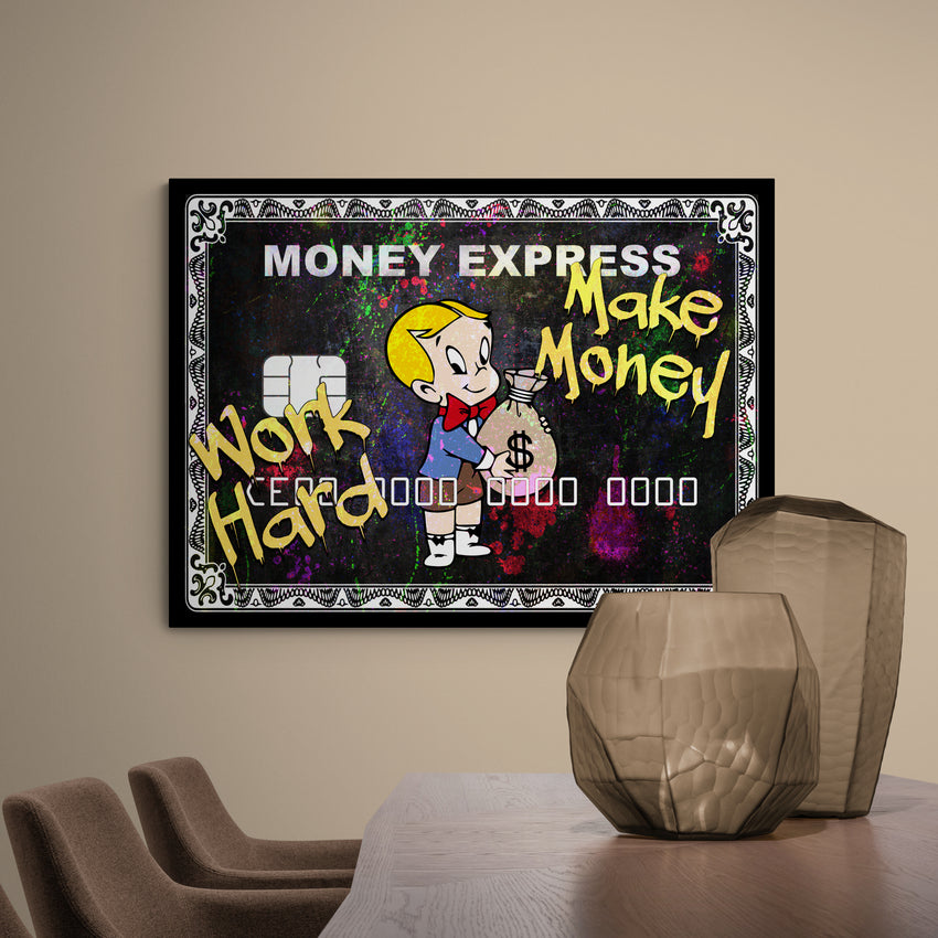 Discover Motivational Amex Card Wall Art, Richie Rich American Express Amex Canvas Art , RICHIE RICH AMEX by Original Greattness™ Canvas Wall Art Print