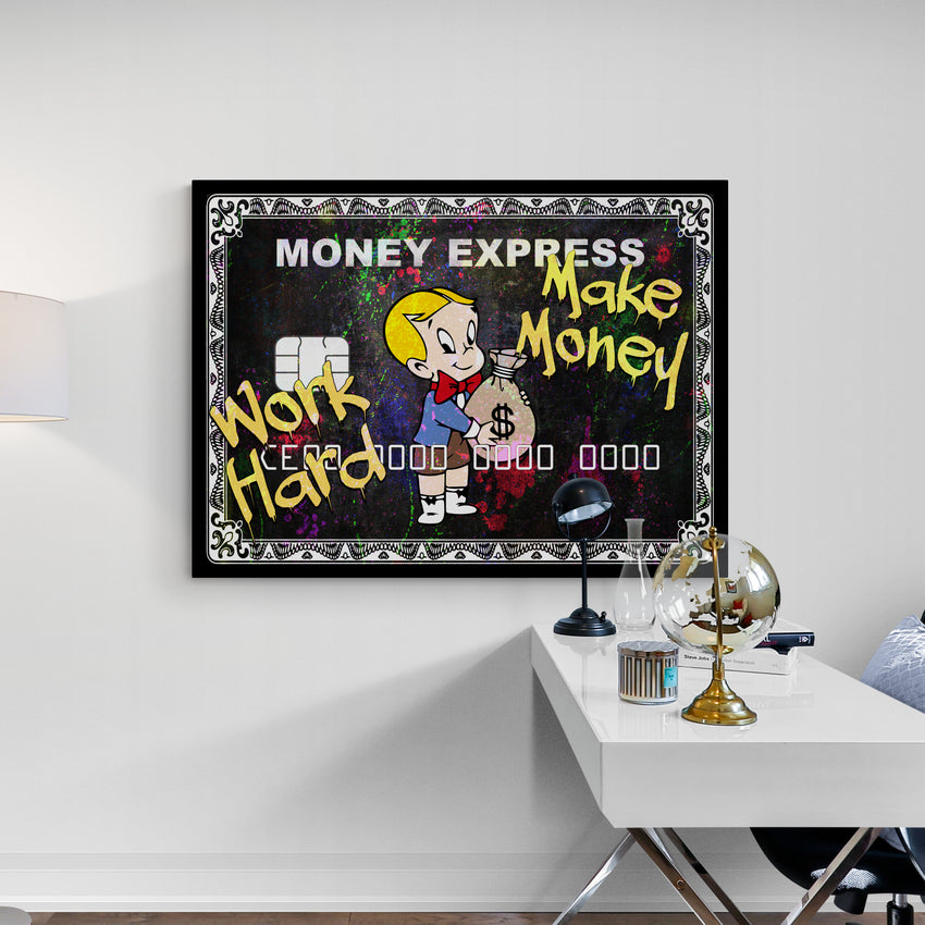 Discover Motivational Amex Card Wall Art, Richie Rich American Express Amex Canvas Art , RICHIE RICH AMEX by Original Greattness™ Canvas Wall Art Print