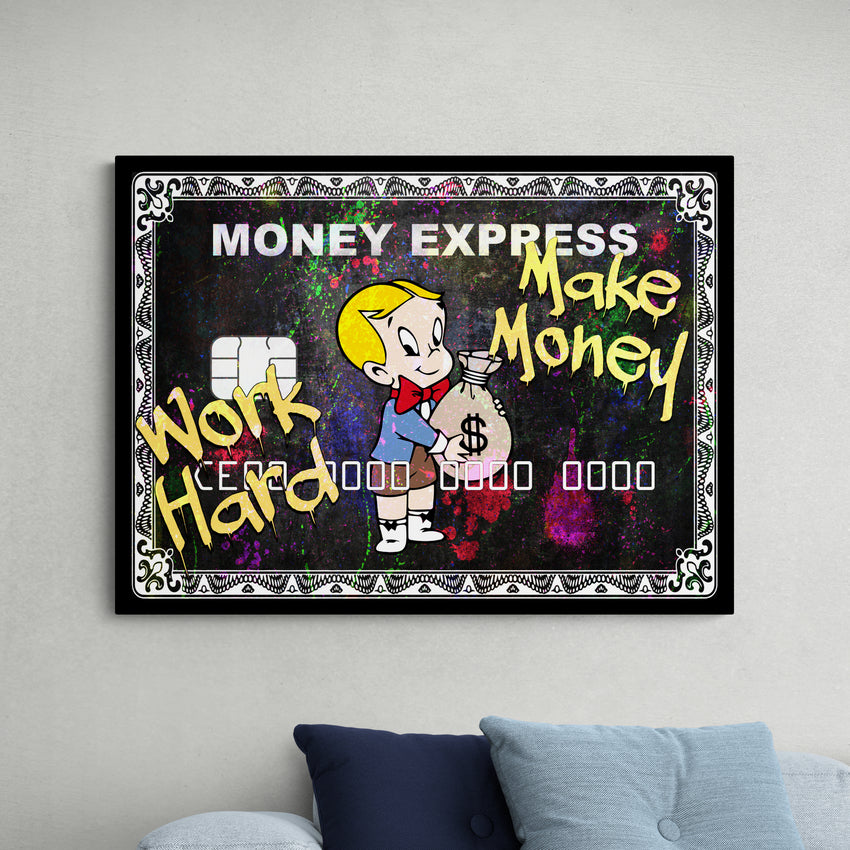 Discover Motivational Amex Card Wall Art, Richie Rich American Express Amex Canvas Art , RICHIE RICH AMEX by Original Greattness™ Canvas Wall Art Print