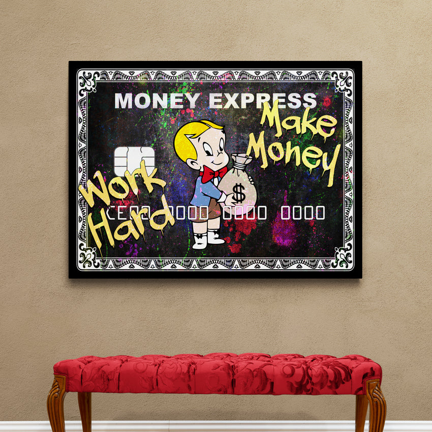 Discover Motivational Amex Card Wall Art, Richie Rich American Express Amex Canvas Art , RICHIE RICH AMEX by Original Greattness™ Canvas Wall Art Print