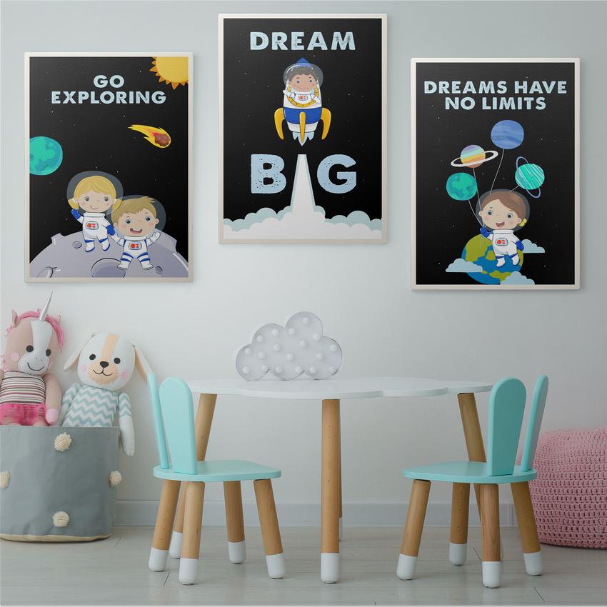 Discover Shop Kids Canvas Wall Art, Kids Space Bundle of 3 Art Pieces, Inspirational Canvas Art, SPACE BUNDLE FOR KIDS by Original Greattness™ Canvas Wall Art Print