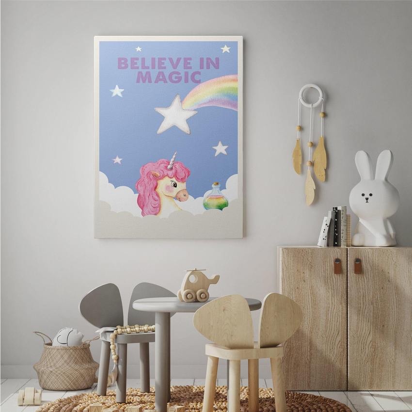 Discover Kids Canvas Wall Art, Believe in Magic Kids Canvas Art | Motivational Kids Wall Art , BELIEVE IN MAGIC by Original Greattness™ Canvas Wall Art Print