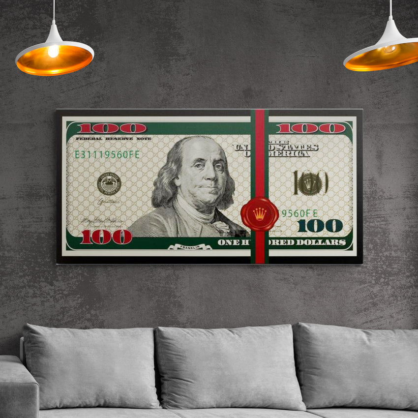 Discover Shop Money Dollar Canvas Art, The Money Bundle Canvas Art | Motivational Money Canvas Wall Art , THE MONEY BUNDLE by Original Greattness™ Canvas Wall Art Print