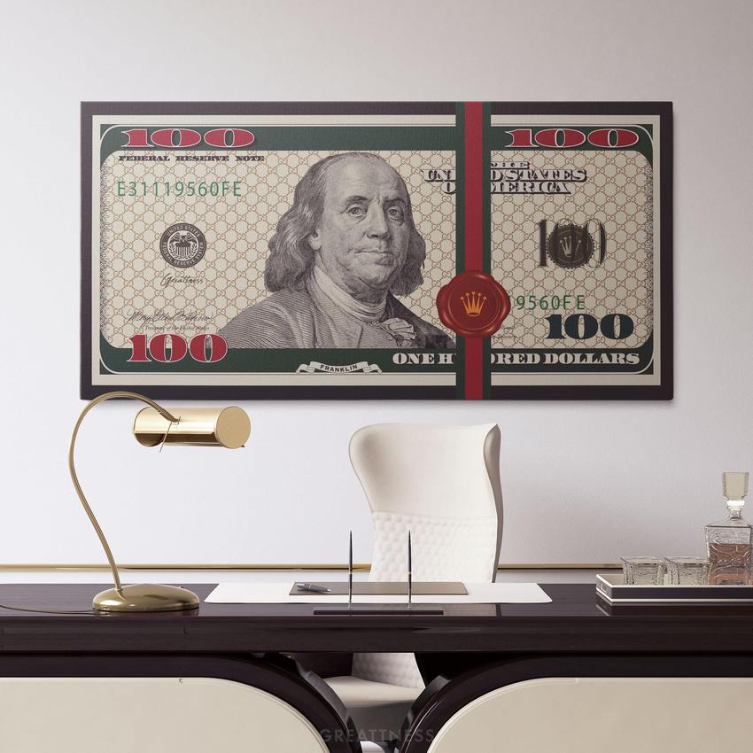 Discover Shop Money Wall Art, Benny Billions Dollar Money Canvas Wall Art, BENNY BILLIONS by Original Greattness™ Canvas Wall Art Print