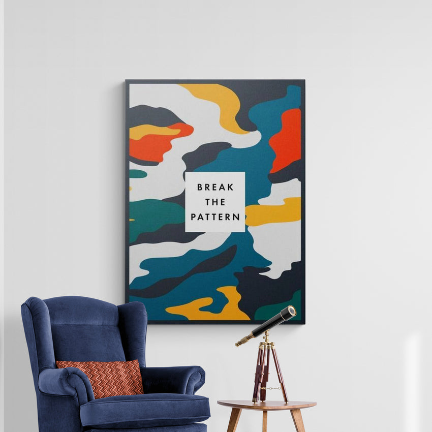 Discover Motivational Room Canvas Art, Break the Pattern Camouflage Canvas Art, BREAK THE PATTERN by Original Greattness™ Canvas Wall Art Print