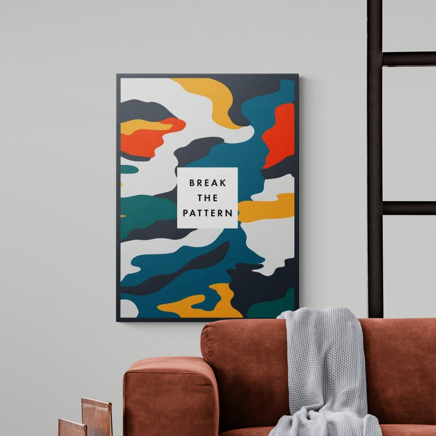 Discover Motivational Room Canvas Art, Break the Pattern Camouflage Canvas Art, BREAK THE PATTERN by Original Greattness™ Canvas Wall Art Print