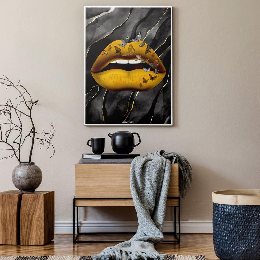 Discover Shop Lips Canvas Art, Butterfly Lips - Modern Lips Canvas Wall Art, BUTTERFLY LIPS by Original Greattness™ Canvas Wall Art Print