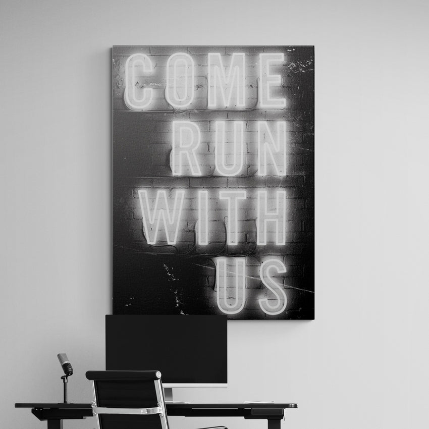 Discover Motivational Workspace Canvas Art, Come Run With Us - Modern Motivational Canvas Wall Art, COME RUN WITH US by Original Greattness™ Canvas Wall Art Print