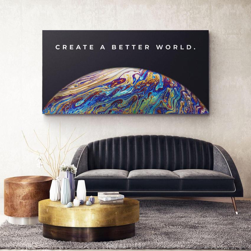 Discover Shop World Space Canvas Art, Create a Better World - Motivational Artwork for Office, CREATE A BETTER WORLD by Original Greattness™ Canvas Wall Art Print