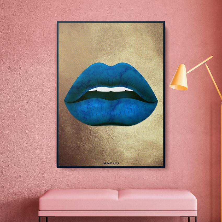 Discover Lips Gold Canvas Wall Art, Culture Lips Gold Canvas Art | Modern Lips Artwork, CULTURE LIPS by Original Greattness™ Canvas Wall Art Print