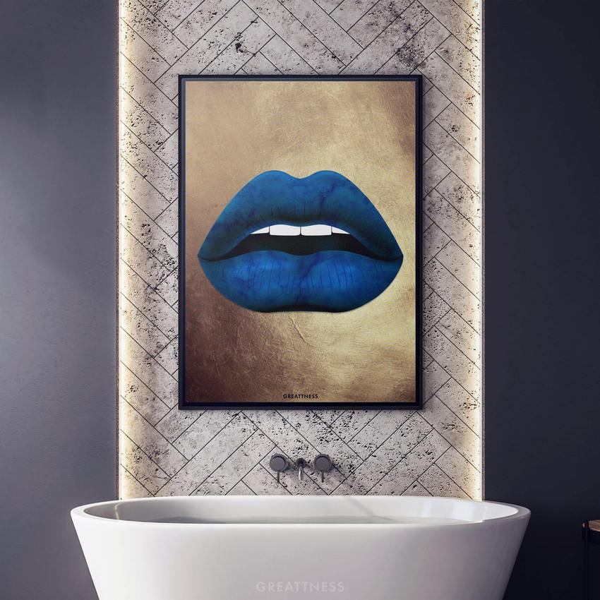 Discover Lips Gold Canvas Wall Art, Culture Lips Gold Canvas Art | Modern Lips Artwork, CULTURE LIPS by Original Greattness™ Canvas Wall Art Print