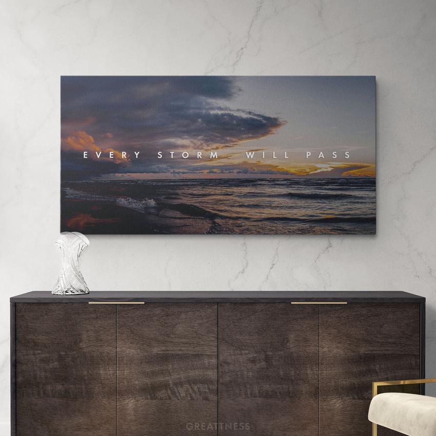 Discover Landscape Canvas Art, Every Storm Will Pass - Landscape Storm Sea Wall Art, EVERY STORM WILL PASS by Original Greattness™ Canvas Wall Art Print