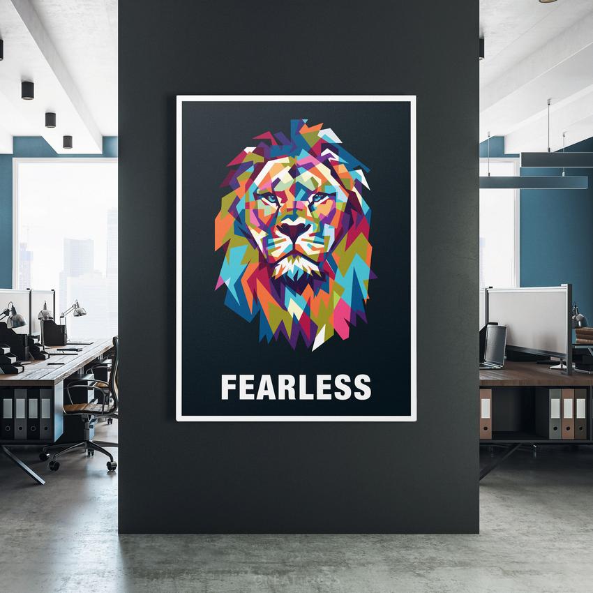 Discover Motivational Lion Canvas Art, Fearless Lion - Motivational Animal Canvas Art, FEARLESS LION by Original Greattness™ Canvas Wall Art Print