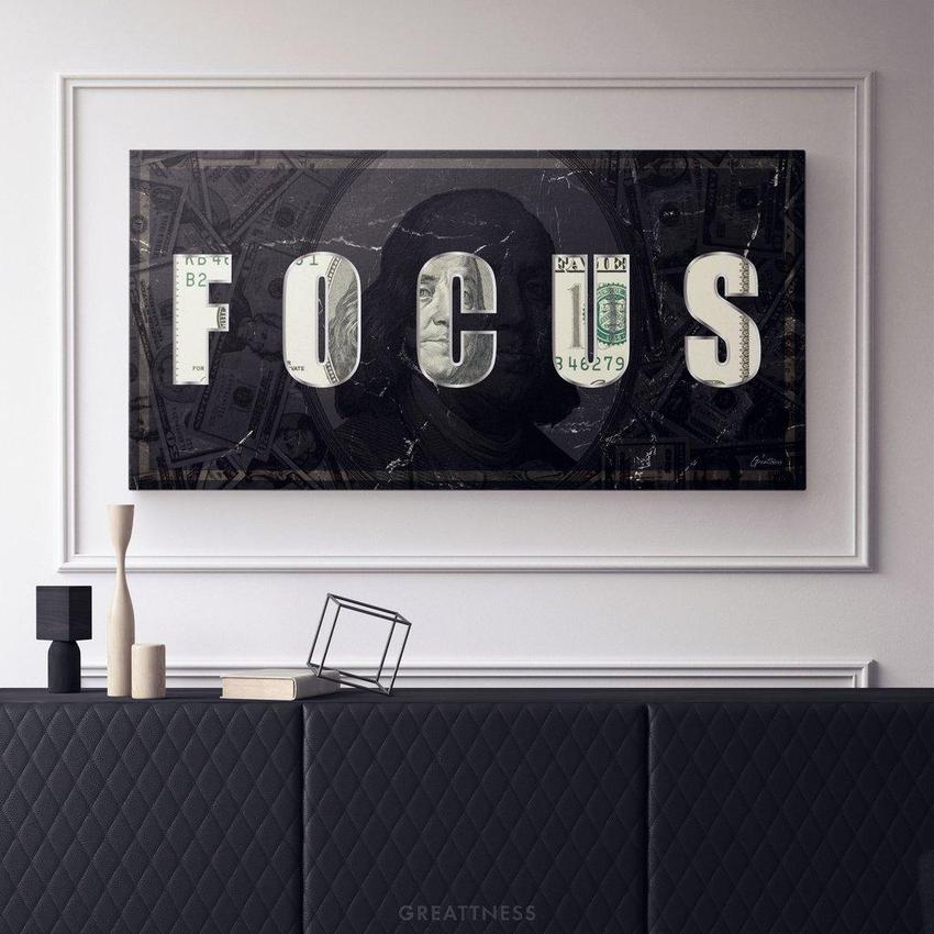 Discover Motivational Canvas Art, Focus - Motivational Canvas Art, Money Dollar Art Print, FOCUS by Original Greattness™ Canvas Wall Art Print