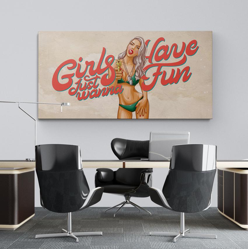 Discover Women Canvas Wall Art, Girls Have Fun, Nude Naked Women Wall Art, GIRLS HAVE FUN by Original Greattness™ Canvas Wall Art Print