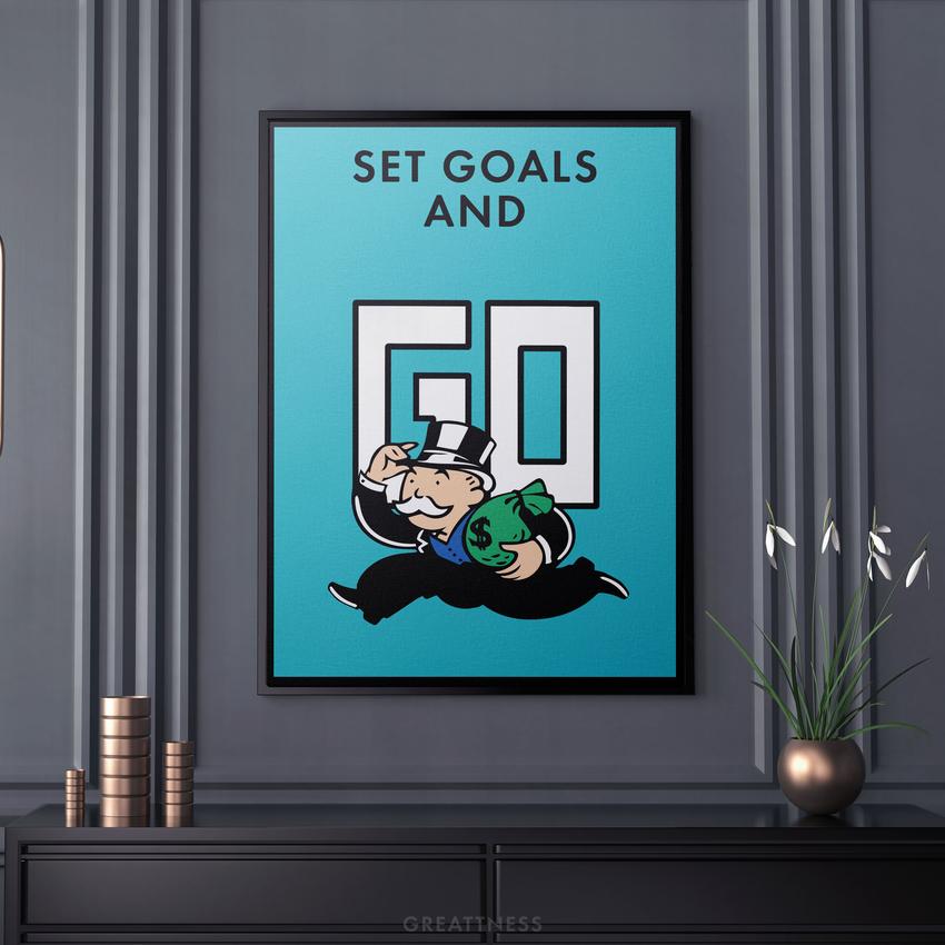 Discover Monopoly Card Canvas Art, Goals and Go - Modern Monopoly Canvas Wall Art, GOALS AND GO by Original Greattness™ Canvas Wall Art Print